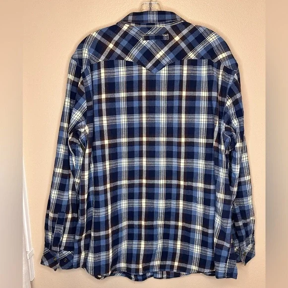 Legendary Stockyards Men’s Heavy Flannel Snap Down Shirt Size XL Blue - Picture 2 of 6